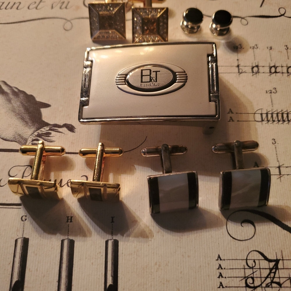 Lot - Cuff Links and Buckle